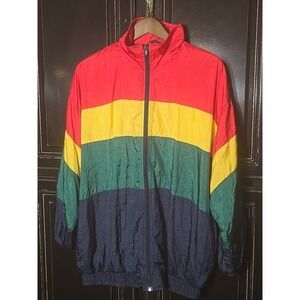 Vintage C.S.T Sport Women's 18w Windbreaker Full Zip Jacket Colorblock